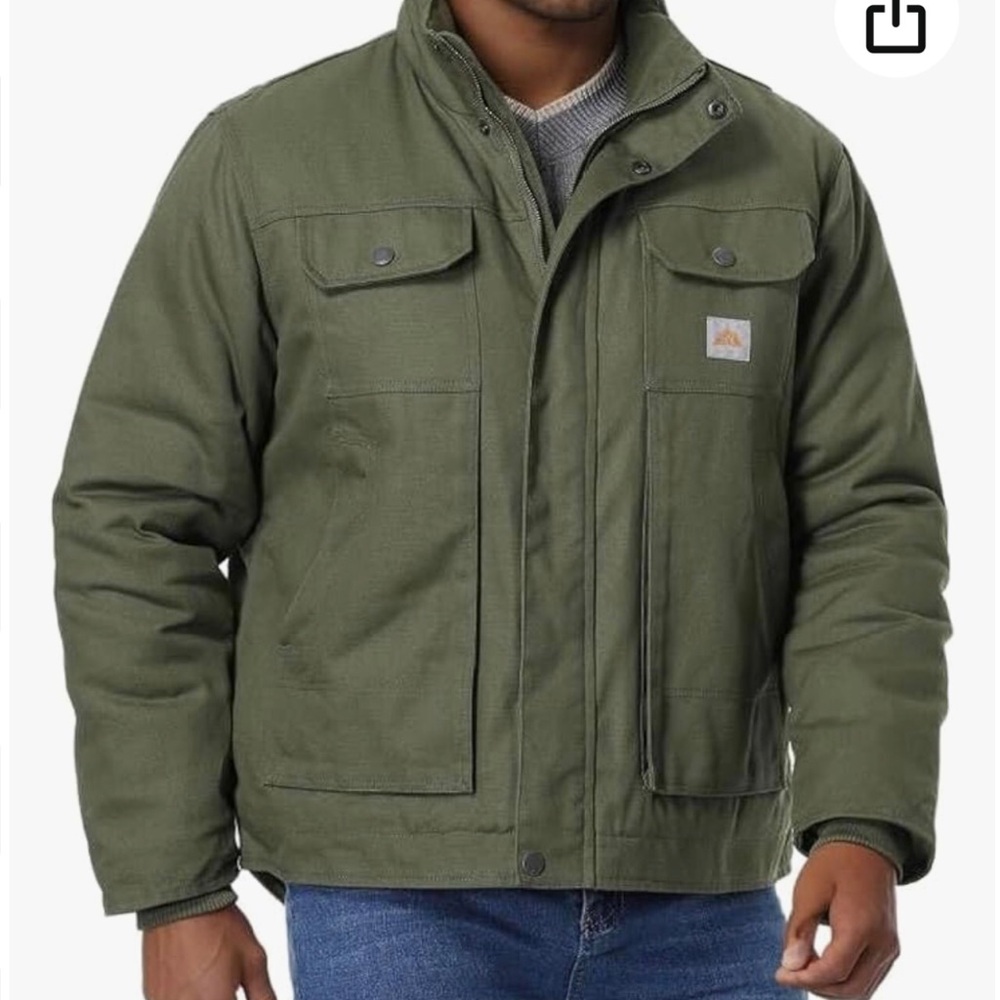 New men’s quilted flannel lined work coat